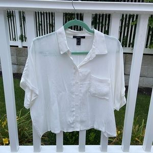 SOLD Forever 21 white sheer crop button up